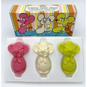Vintage Avon Three Nice Mice Soap Set, 3 Mouse Children's Soap in Original Box